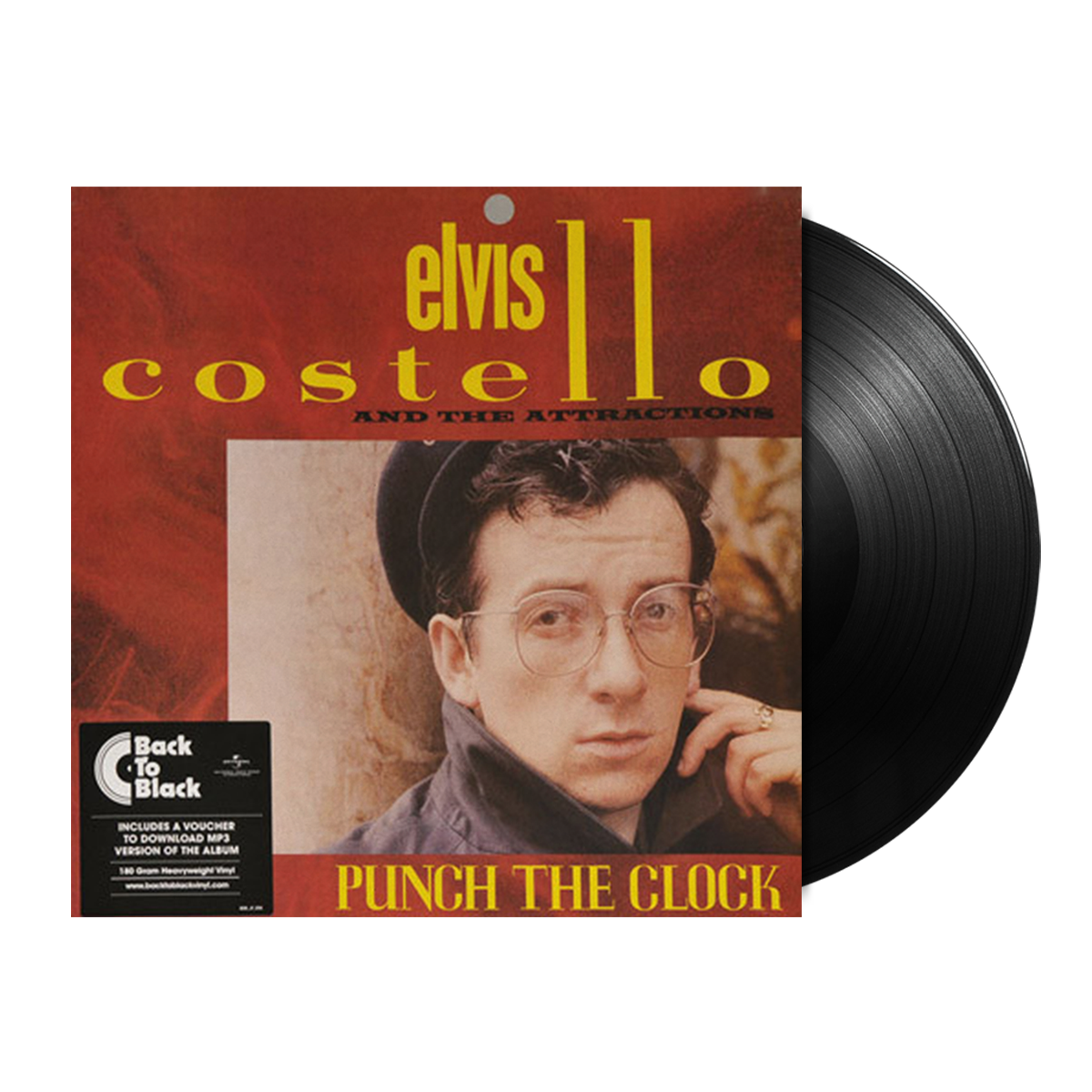 Outlet Re-purposed, recycled Vinyl Record LP Clock. Elvis Costello